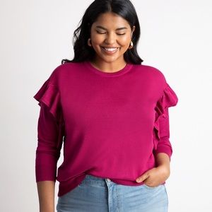 NWT 26/28W ELOQUII Flutter Sleeve Sweater